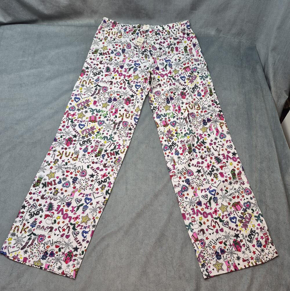 Pink Victoria's Secret Y2K New Holiday Christmas Pajama Pants M Lounge Cozy